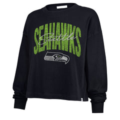 Seattle Seahawks '47 Women's Muse Sydney Long Sleeve Cropped T-Shirt - College Navy - 47 brand