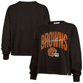 Cleveland Browns '47 Women's Muse Sydney Long Sleeve Cropped T-Shirt - Brown - 47 brand