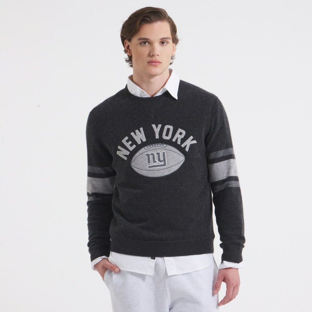 New York Giants x Todd Snyder Cashmere Crew Sweatshirt - Heather Charcoal - NFL