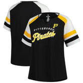 Pittsburgh Pirates Profile Women's Plus Sized Arched Notch Neck T-Shirt Near Me