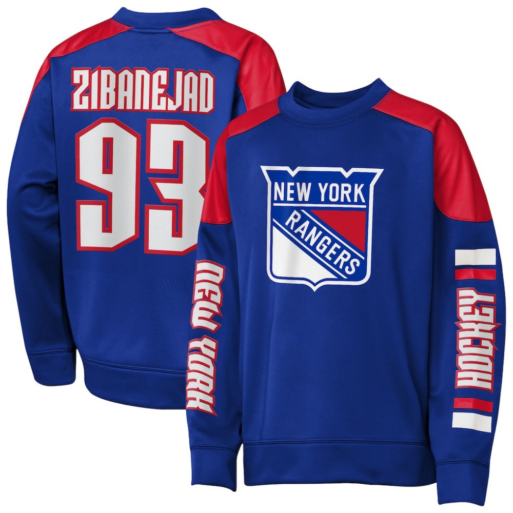 Mika Zibanejad New York Rangers Outerstuff Youth Best Defense Name & Number Crewneck Sweatshirt - Blue | NHL sale