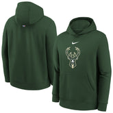 Nike Milwaukee Bucks Youth 2025/26 Club Fleece Hoodie Hunter Green