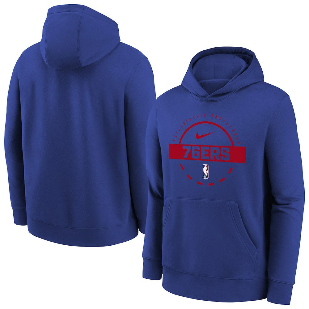 Nike Philadelphia 76ers Youth 2025/26 Club Fleece Practice Hoodie Royal