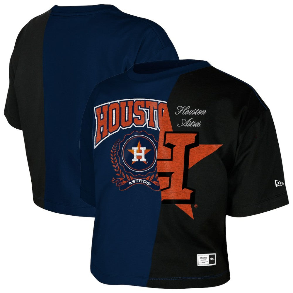 Houston Astros New Era Women's Upcycled Colorblocked Boxy Cropped T-Shirt for sale