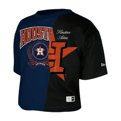 Houston Astros New Era Women's Upcycled Colorblocked Boxy Cropped T-Shirt for sale