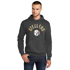 Pittsburgh Steelers Starter Arch Over Logo Pullover Hoodie - Charcoal - NFL