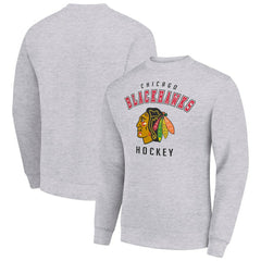 Chicago Blackhawks Men's Starter Team Logo Fleece Pullover Sweatshirt - Heather Gray | NHL discount