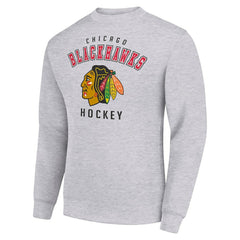 Chicago Blackhawks Men's Starter Team Logo Fleece Pullover Sweatshirt - Heather Gray | NHL discount