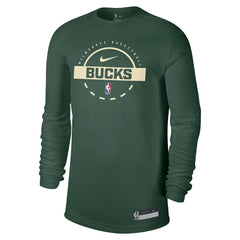 Nike Milwaukee Bucks 2025/26 On-Court Flare Dri-FIT Practice Long Sleeve Tri-Blend T-Shirt Hunter Green