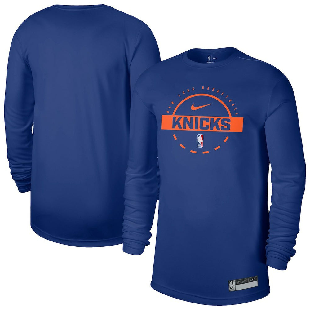 Nike New York Knicks 2025/26 On-Court Flare Dri-FIT Practice Long Sleeve Tri-Blend T-Shirt Blue