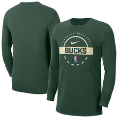 Nike Milwaukee Bucks Authentic Long Sleeve Practice T-Shirt Hunter Green