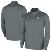 Nike Brooklyn Nets 2025/26 Authentic Coaches Quarter-Zip Dri-Fit Top Gray