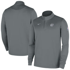 Nike Brooklyn Nets 2025/26 Authentic Coaches Quarter-Zip Dri-Fit Top Gray