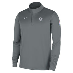 Nike Brooklyn Nets 2025/26 Authentic Coaches Quarter-Zip Dri-Fit Top Gray