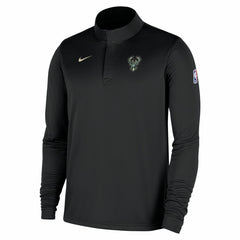 Nike Milwaukee Bucks 2025/26 Authentic Coaches Quarter-Zip Dri-Fit Top Black