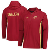 Nike Cleveland Cavaliers Authentic On Court Zone Quarter-Zip Dri-FIT Hoodie Jacket Wine