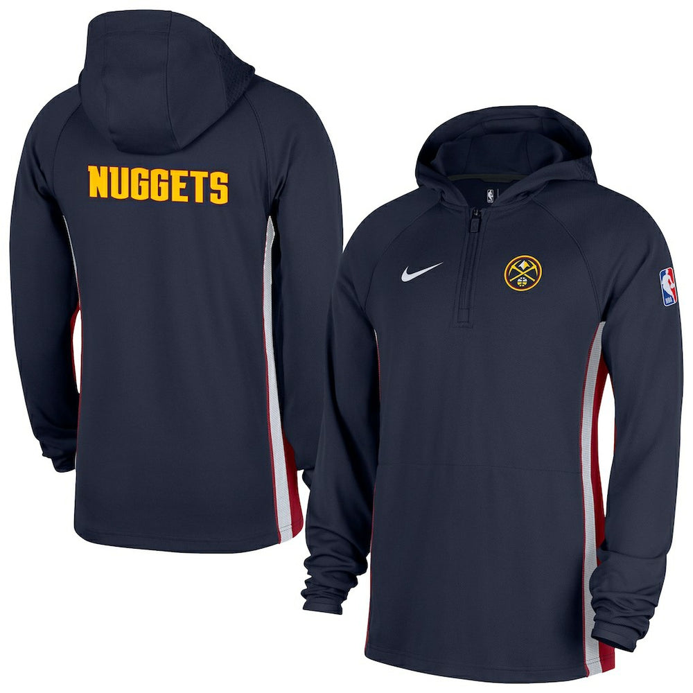 Nike Denver Nuggets Authentic On Court Zone Quarter-Zip Dri-FIT Hoodie Jacket Navy