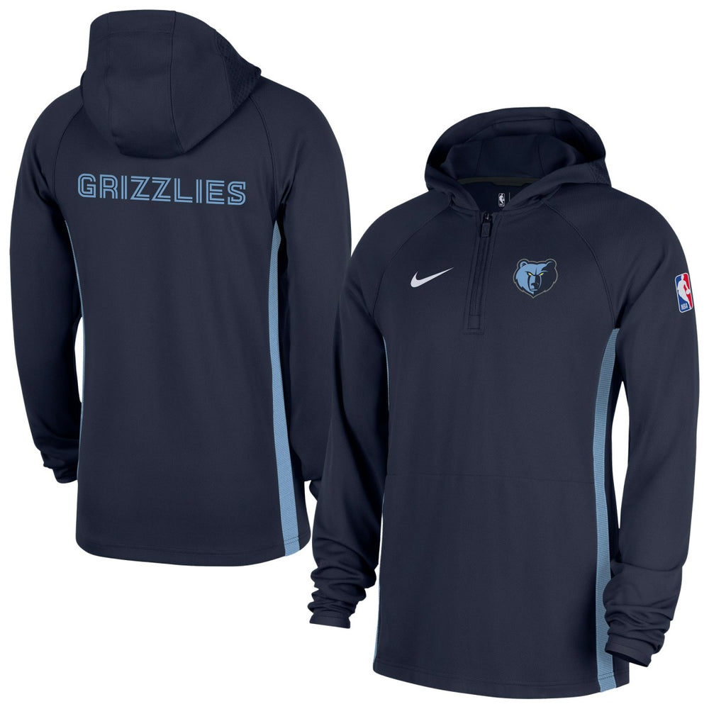 Nike Memphis Grizzlies Authentic On Court Zone Quarter-Zip Dri-FIT Hoodie Jacket Navy