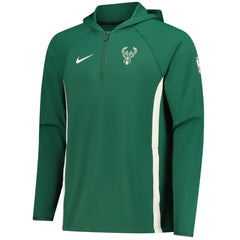 Nike Milwaukee Bucks Authentic On Court Zone Quarter-Zip Dri-FIT Hoodie Jacket Hunter Green