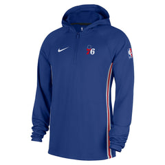 Nike Philadelphia 76ers Authentic On Court Zone Quarter-Zip Dri-FIT Hoodie Jacket Blue