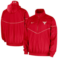 Nike Chicago Bulls Courtside Windrunner Woven Half-Zip Hooded Jacket Red