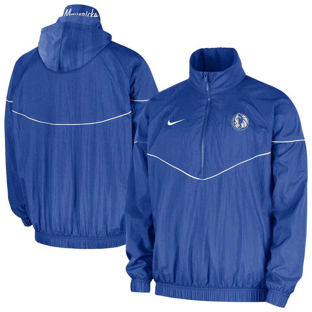 Nike Dallas Mavericks Courtside Windrunner Woven Half-Zip Hooded Jacket Blue