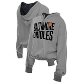 Baltimore Orioles New Era Women's Reversed Out French Terry Quarter-Zip Banded Crop Hoodie Outlet