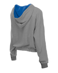 New York Mets New Era Women's Reversed Out French Terry Quarter-Zip Banded Crop Hoodie Outlet