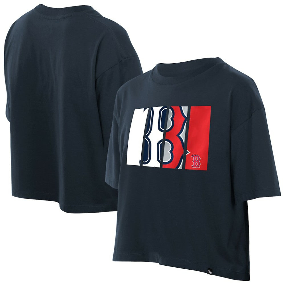 Boston Red Sox New Era Women's Boxy Foil Logo T-Shirt Discount
