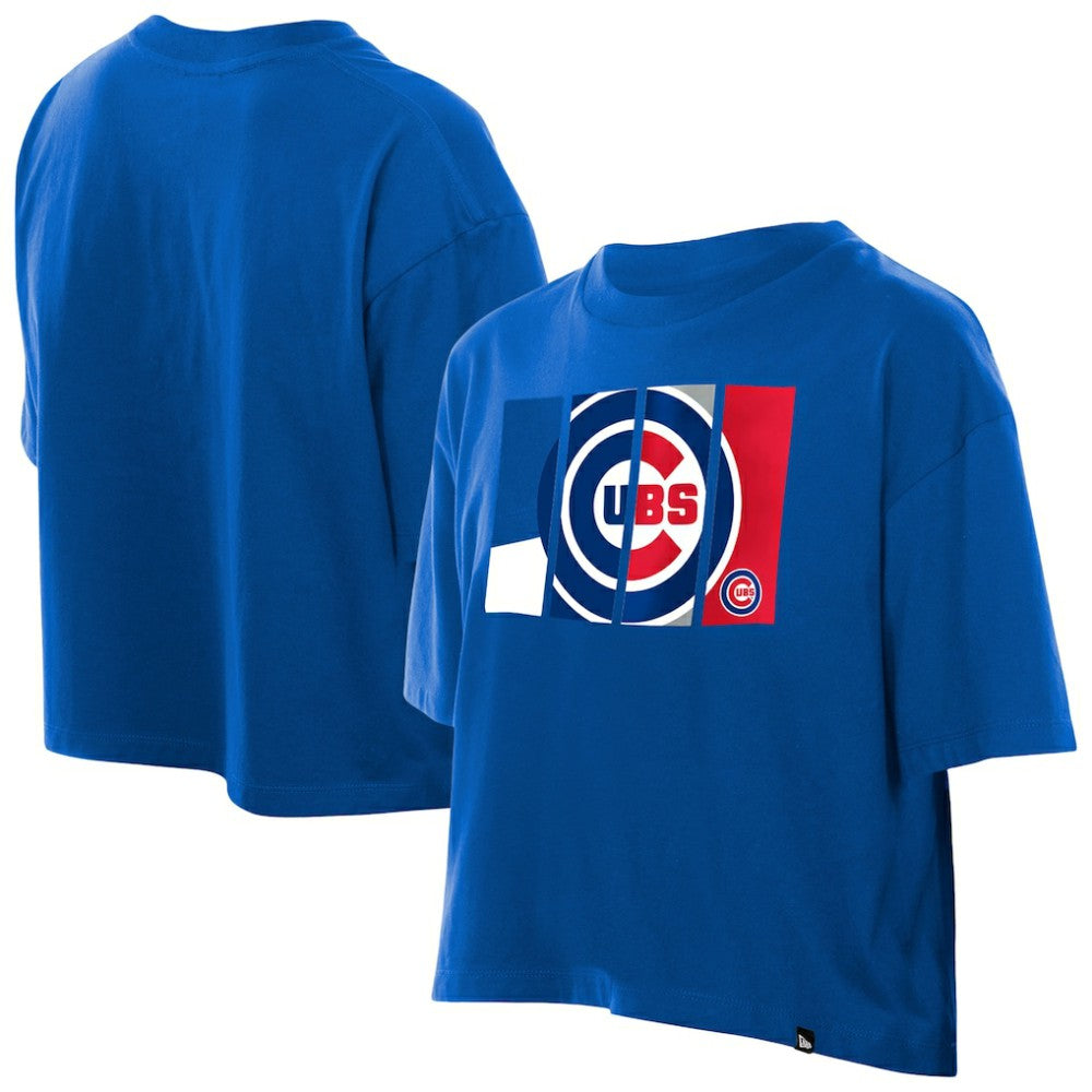 Chicago Cubs New Era Women's Boxy Foil Logo T-Shirt Discount