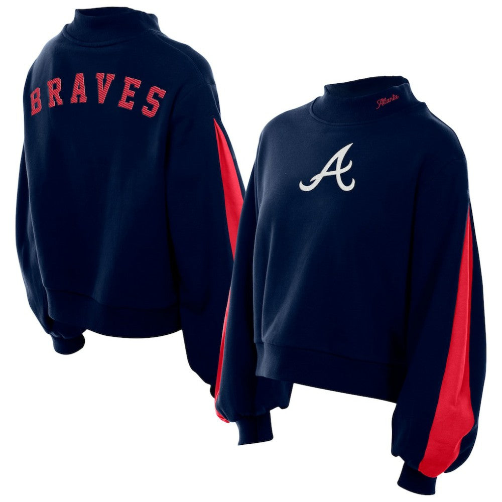 Atlanta Braves New Era Women's Mock Neck Balloon Sleeve Sweatshirt Sale