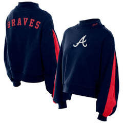Atlanta Braves New Era Women's Mock Neck Balloon Sleeve Sweatshirt Sale