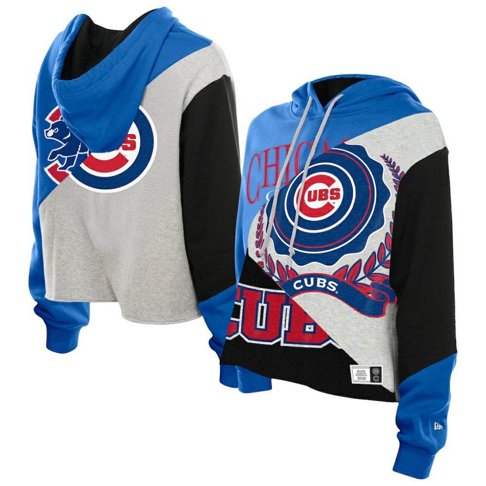 Chicago Cubs New Era Women's Upcycled Color Block Cropped Boxy Hoodie Discount