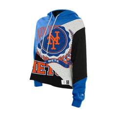 New York Mets New Era Women's Upcycled Color Block Cropped Boxy Hoodie for sale