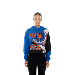 New York Mets New Era Women's Upcycled Color Block Cropped Boxy Hoodie for sale
