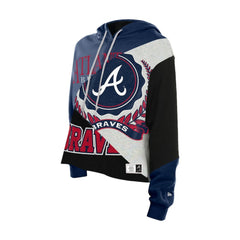 Atlanta Braves New Era Women's Upcycled Color Block Cropped Boxy Hoodie for sale