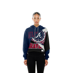 Atlanta Braves New Era Women's Upcycled Color Block Cropped Boxy Hoodie for sale