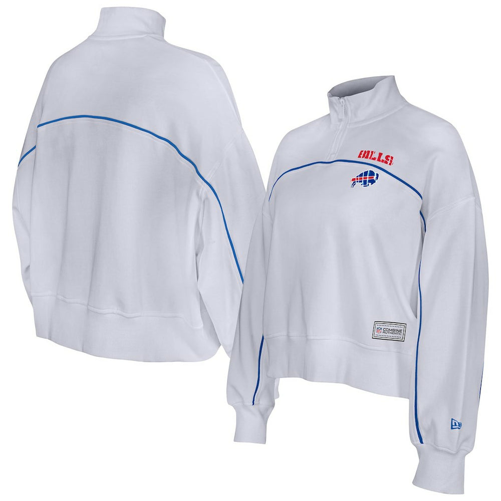 New Era Buffalo Bills Female Adult White Functional Fandom Quarter-Zip Sweatshirt - NFL