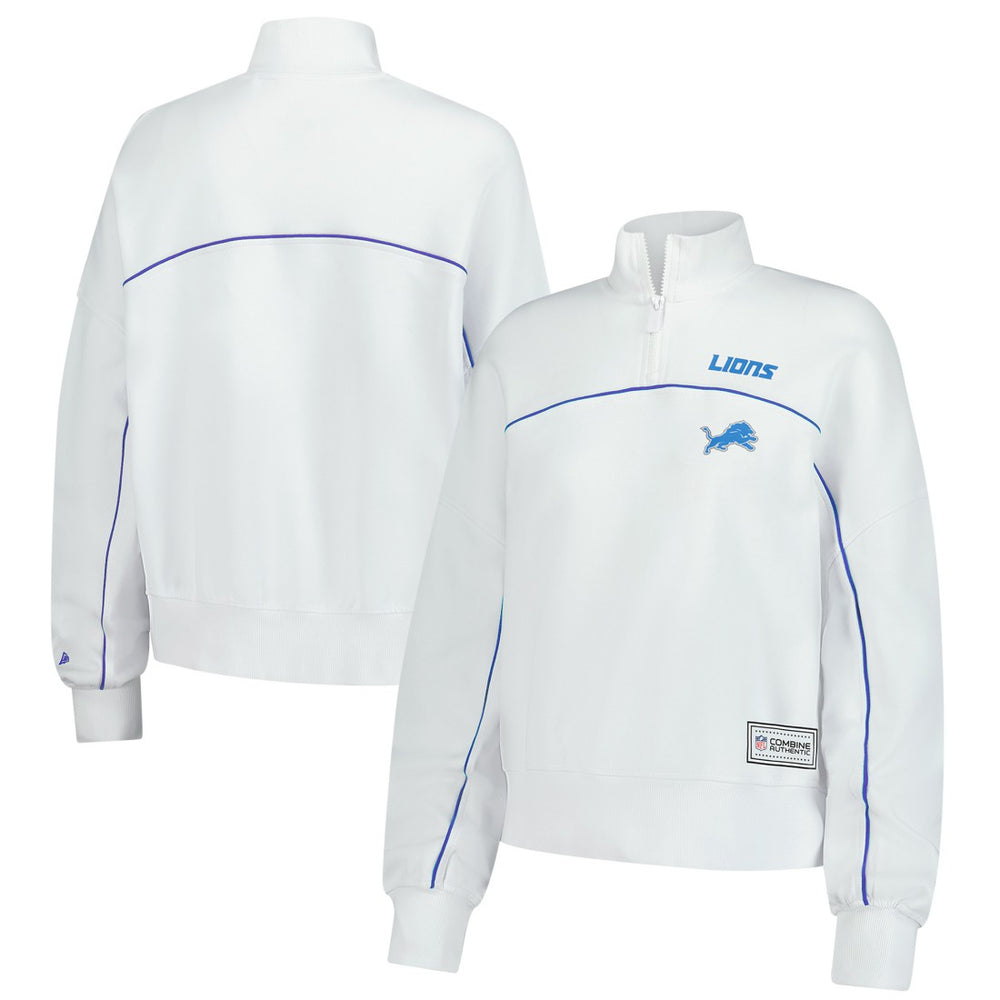 New Era Detroit Lions Female Adult White Functional Fandom Quarter-Zip Sweatshirt - NFL