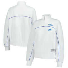 New Era Detroit Lions Female Adult White Functional Fandom Quarter-Zip Sweatshirt - NFL