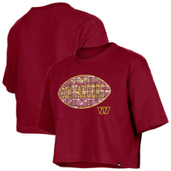 Washington Commanders New Era Girl's Flip Sequin Boxy T-Shirt - Burgundy - NFL