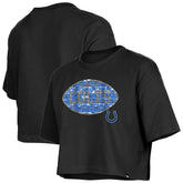 Indianapolis Colts New Era Girl's Flip Sequin Boxy T-Shirt - Black - NFL