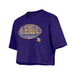 Minnesota Vikings New Era Girl's Flip Sequin Boxy T-Shirt - Purple - NFL