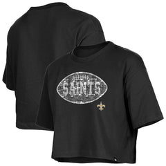 New Orleans Saints New Era Girl's Flip Sequin Boxy T-Shirt - Black - NFL