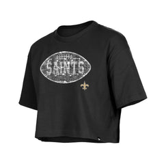 New Orleans Saints New Era Girl's Flip Sequin Boxy T-Shirt - Black - NFL