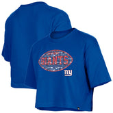 New York Giants New Era Girl's Flip Sequin Boxy T-Shirt - Royal - NFL