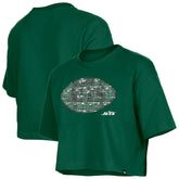 New York Jets New Era Girl's Flip Sequin Boxy T-Shirt - Green - NFL