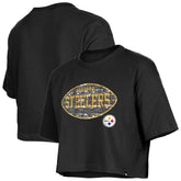 Pittsburgh Steelers New Era Girl's Flip Sequin Boxy T-Shirt - Black - NFL
