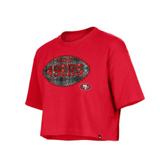 San Francisco 49ers New Era Girl's Flip Sequin Boxy T-Shirt - Scarlet - NFL