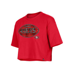 San Francisco 49ers New Era Girl's Flip Sequin Boxy T-Shirt - Scarlet - NFL